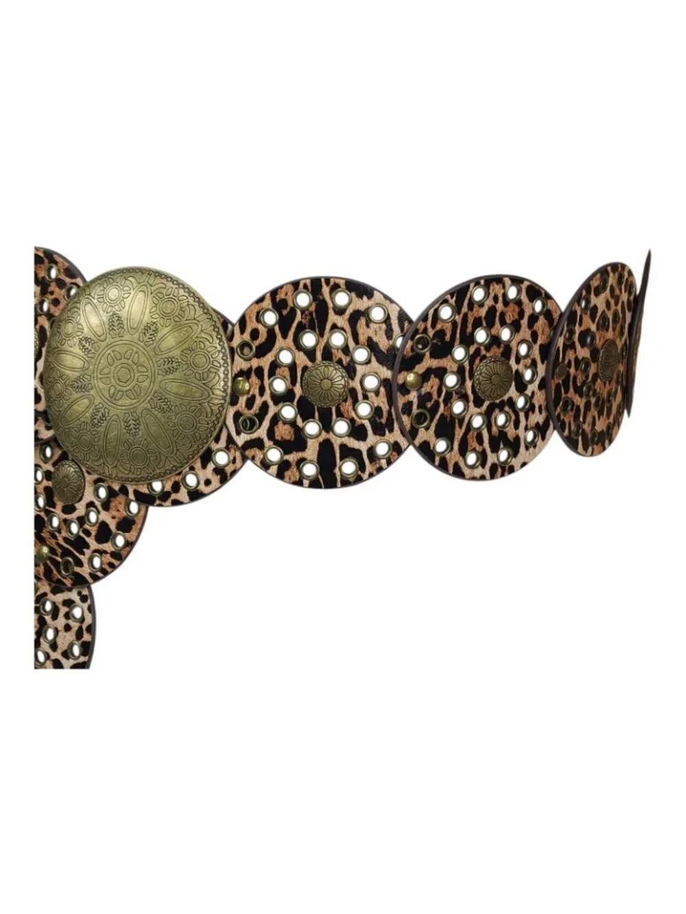 La Valentina Leopard Print Belt Concho With Medallion Accent M/L 48